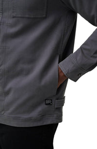 TravisMathew Cloud Denim Sherpa Jacket in grey pinstripe - men's jacket - view 5