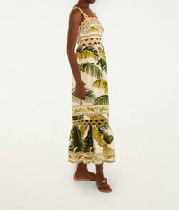 Farm Rio - Tropical Ric Rac Square Neck Midi Dress
