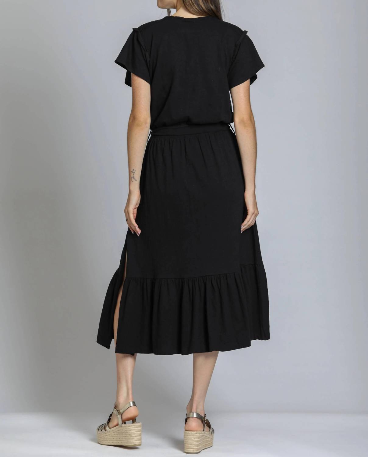 Apny - Short Sleeve Dress With Smocking Detail