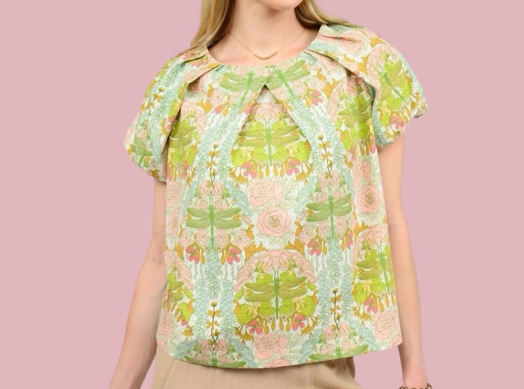 Ivy Jane - Print Pleated Neck Top
