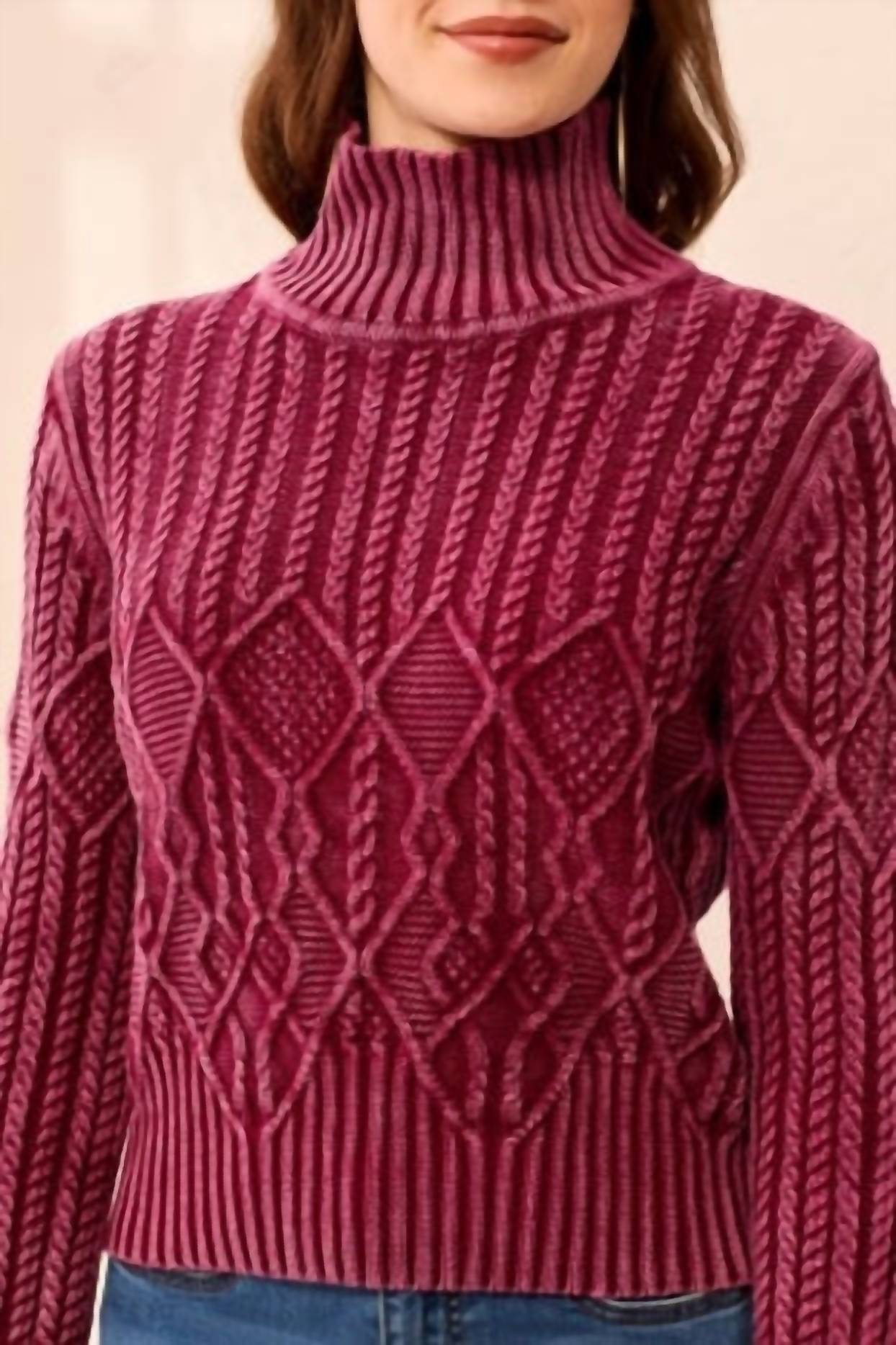 Tribal - Mock Neck Sweater With Special Wash