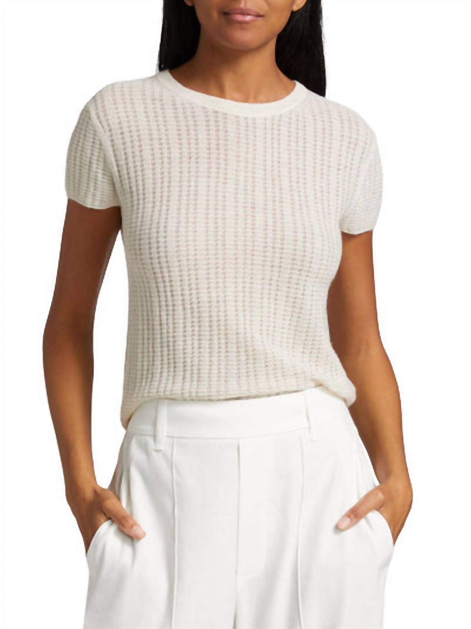 Vince - Waffle Knit Short Sleeve Crew Neck Top