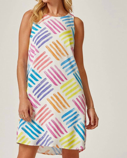 Shift Dress With Vibrant Multi Colored Design