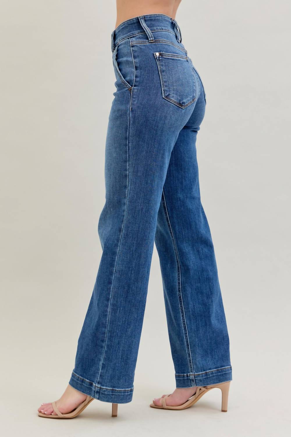 Judy Blue - High Rise Double Button Wide Leg Jeans