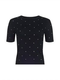 L'Agence - Stormy Short Sleeve Embellished Crew Neck Tee