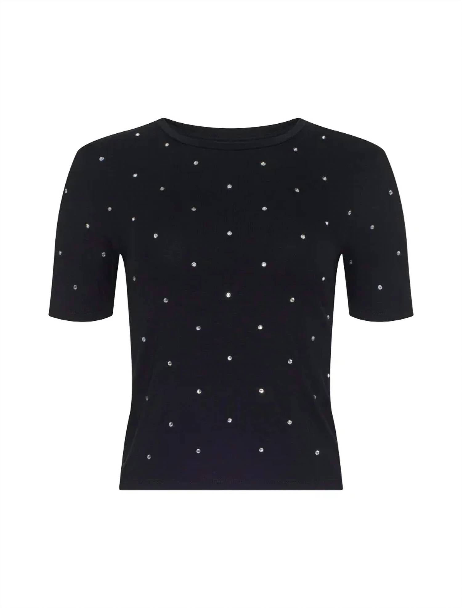 L'Agence - Stormy Short Sleeve Embellished Crew Neck Tee