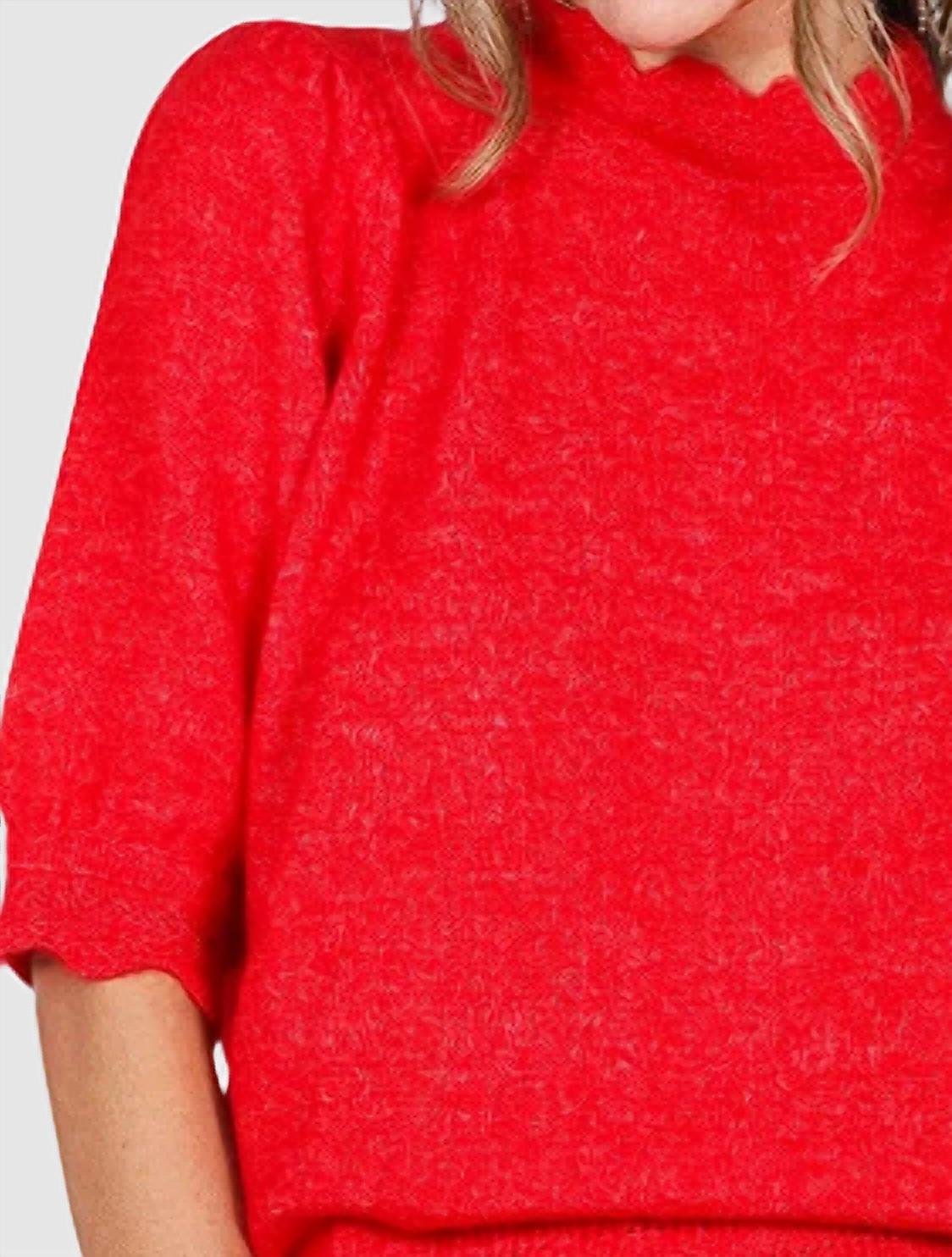Vine & Love Cherry Crush Sweater Top in red - women's sweater - detail view