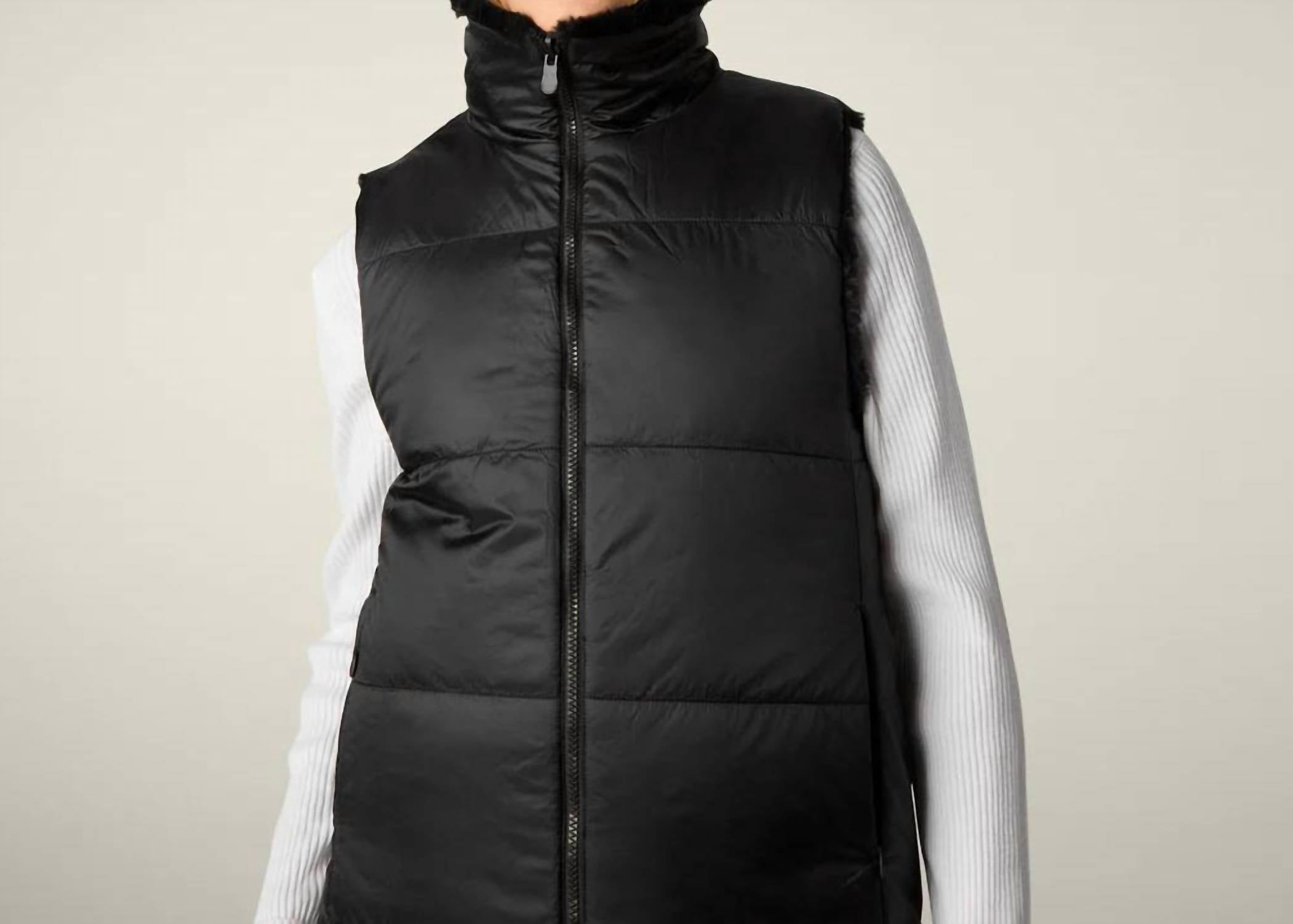 SAVE THE DUCK Faux Fur Reversible Vest in black - women's jacket - view 4