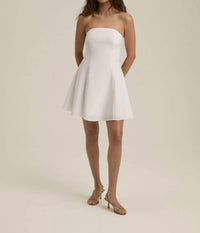 Favorite Daughter Favorite Strapless Linen Mini Dress in bright white - women's dress