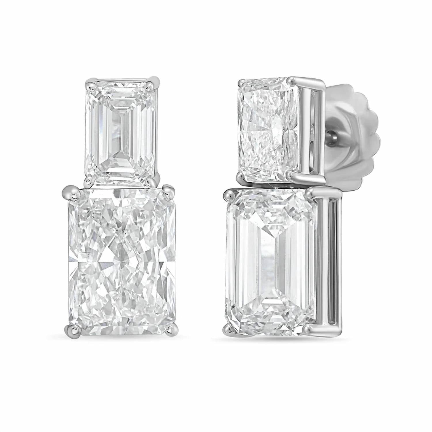 Diana M Jewels - Women's Emerald Lab-Grown Diamond Stud Earrings (6.00 Ct TCW) - Elegant