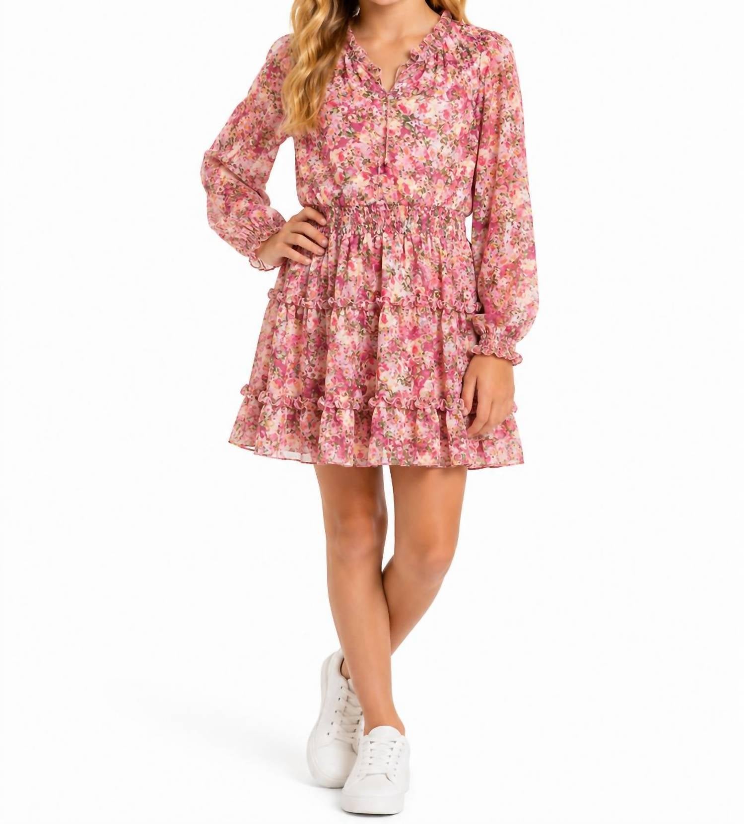 Flowers By Zoe - Tween Floral Long Sleeve Dress