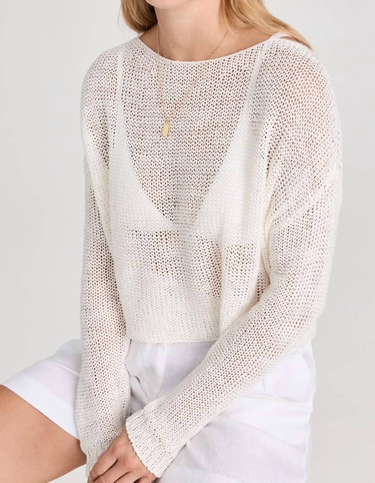Enza Costa - Linen Open Knit Bateau Sweater