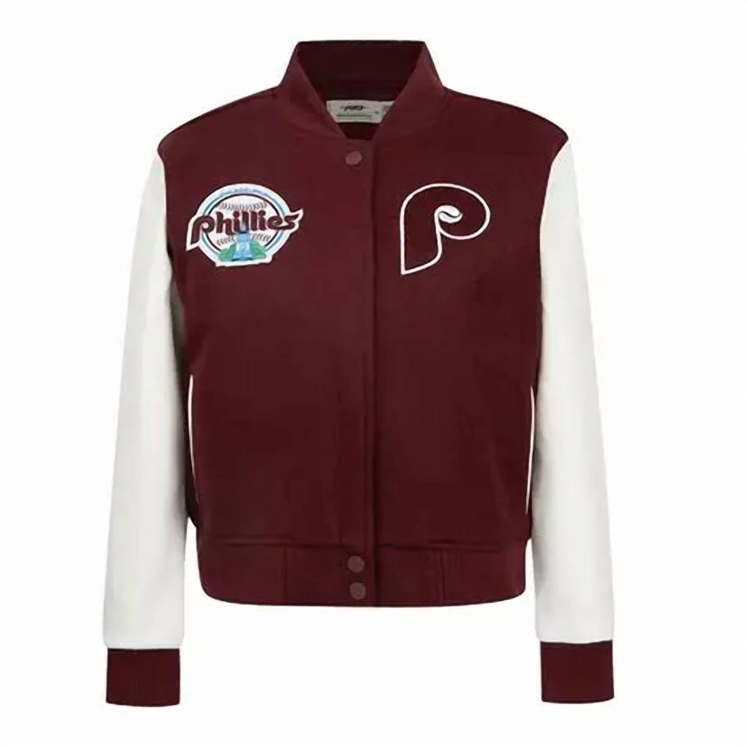 PRO STANDARD Kids's Philadelphia Phillies Game Day Classics Wool Varsity Jacket in maroon white - item
