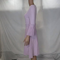Lela Rose - Women's Pleated Long Sleeve Fit & Flare Dress