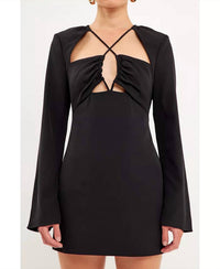 2.7 August Apparel - Crossover Straps Fitted Mini Dress