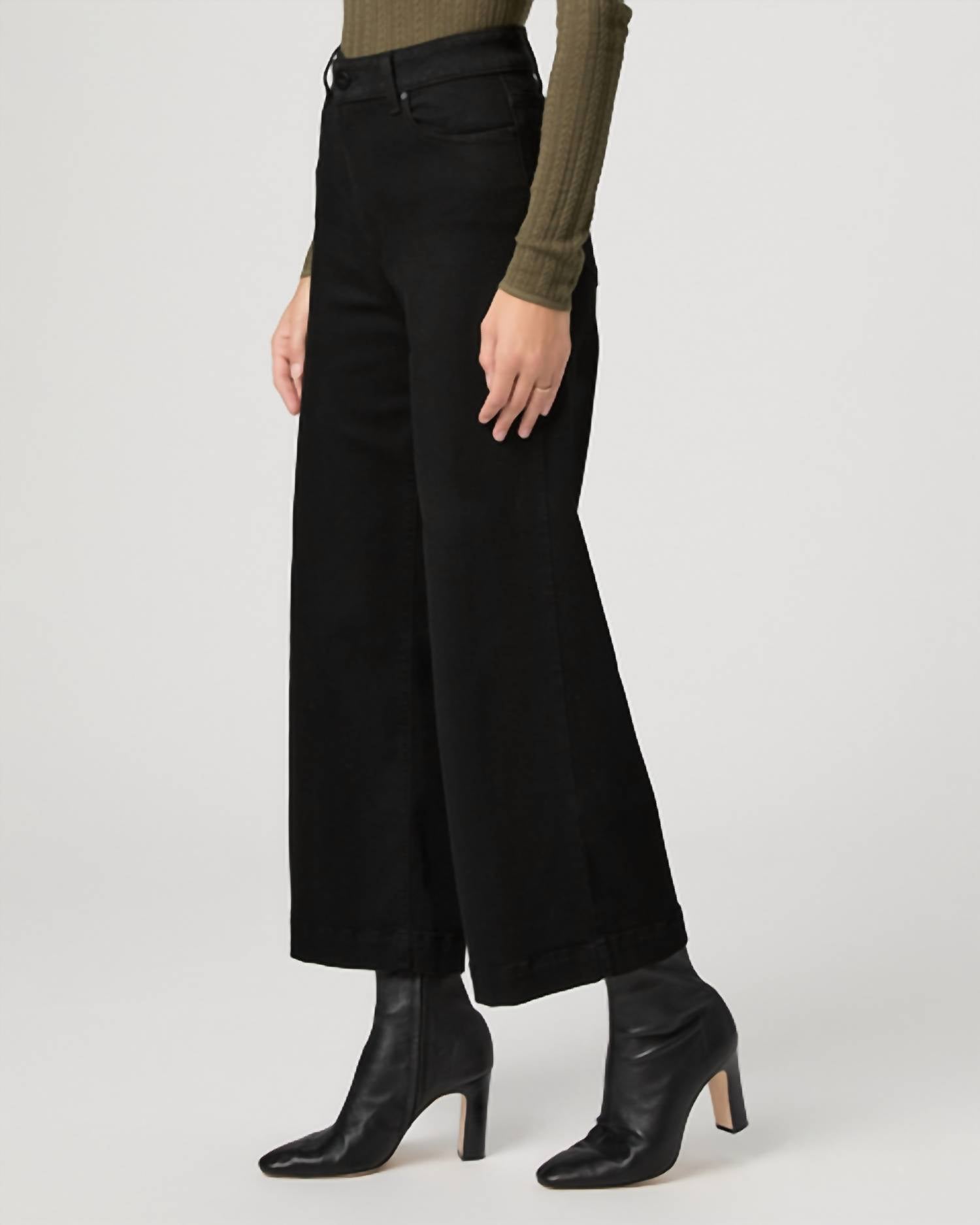 Paige Anessa Wide Leg Ankle Jean in black shaddow - women's jeans - alternate view