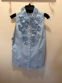 Katherine Barclay - Women's Rosette Pinstripe Sleeveless Blouse