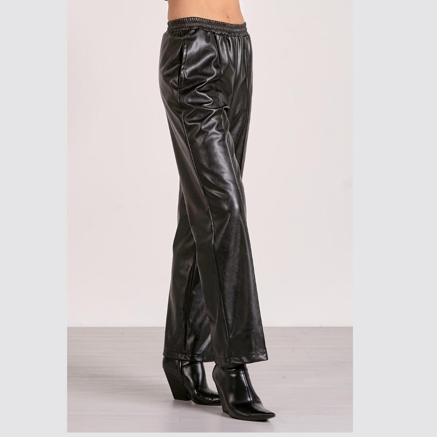 Elan - Vegan Leather Wide Leg Pants