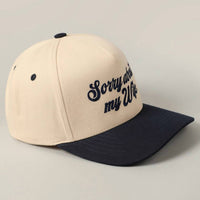 Fashion City - Women's Sorry About My Husband Embroidery Two-tone Canvas Hat