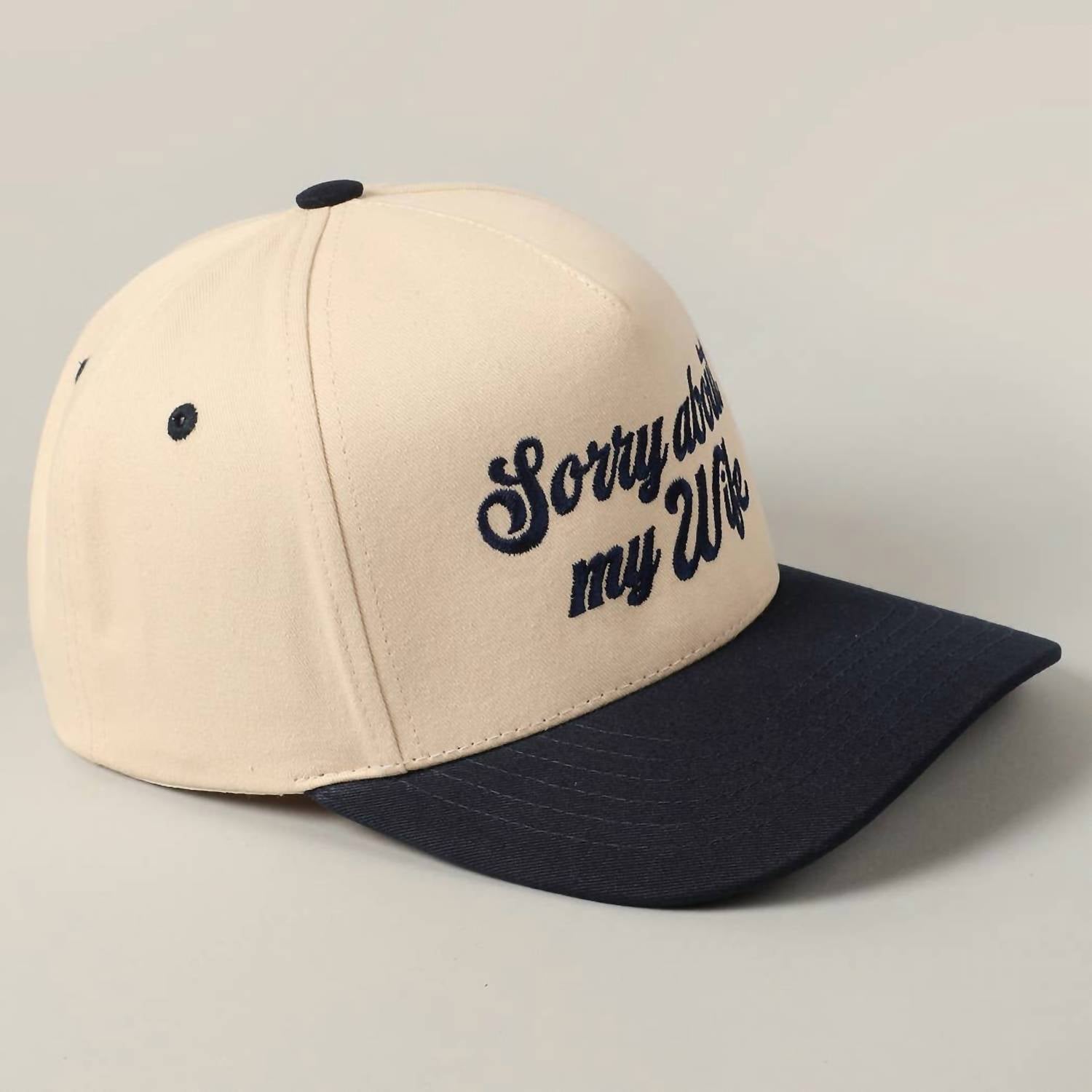 Fashion City - Women's Sorry About My Husband Embroidery Two-tone Canvas Hat