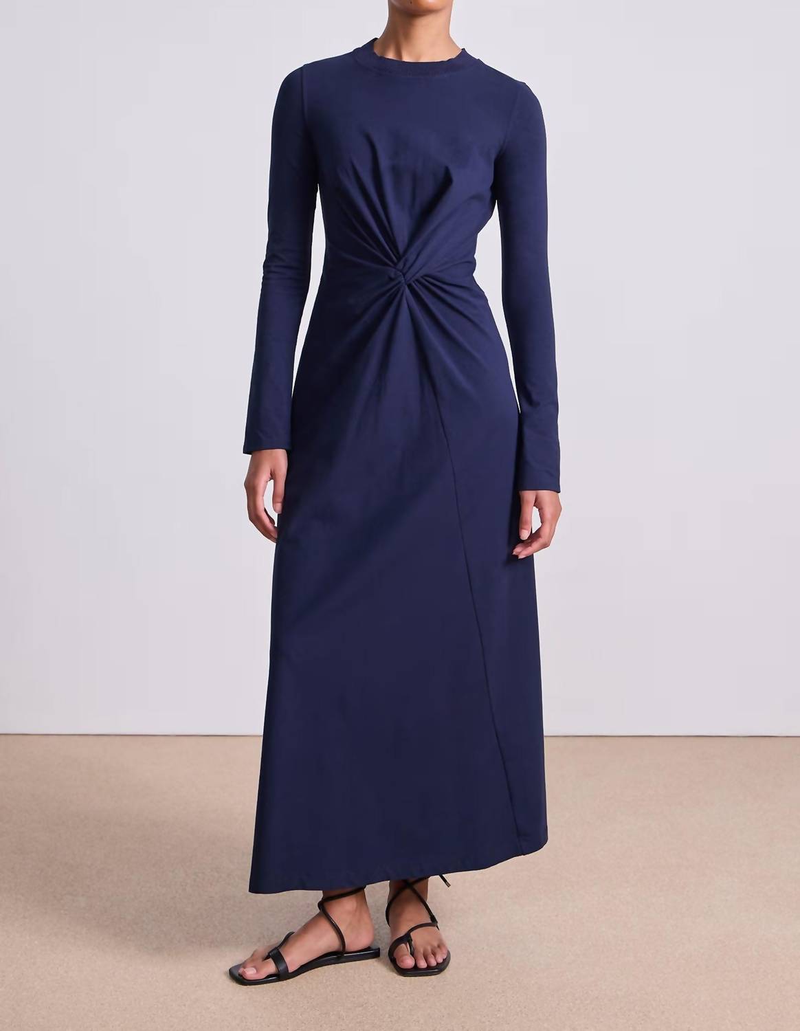 APIECE APART Long Sleeve Volta Midi Dress in navy - women's dress