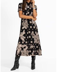 Johnny Was - Janie Favorite Short Sleeve Seamed Mock Neck Dress Plus