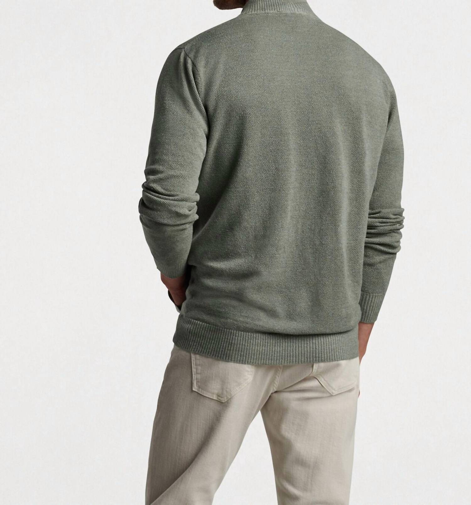 PETER MILLAR Glasgow Button Front Sweater in sage - men's sweater - alternate view