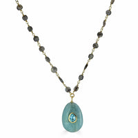 Rachel Reinhardt - Women's Labradorite And Aquamarine Pendant Necklace