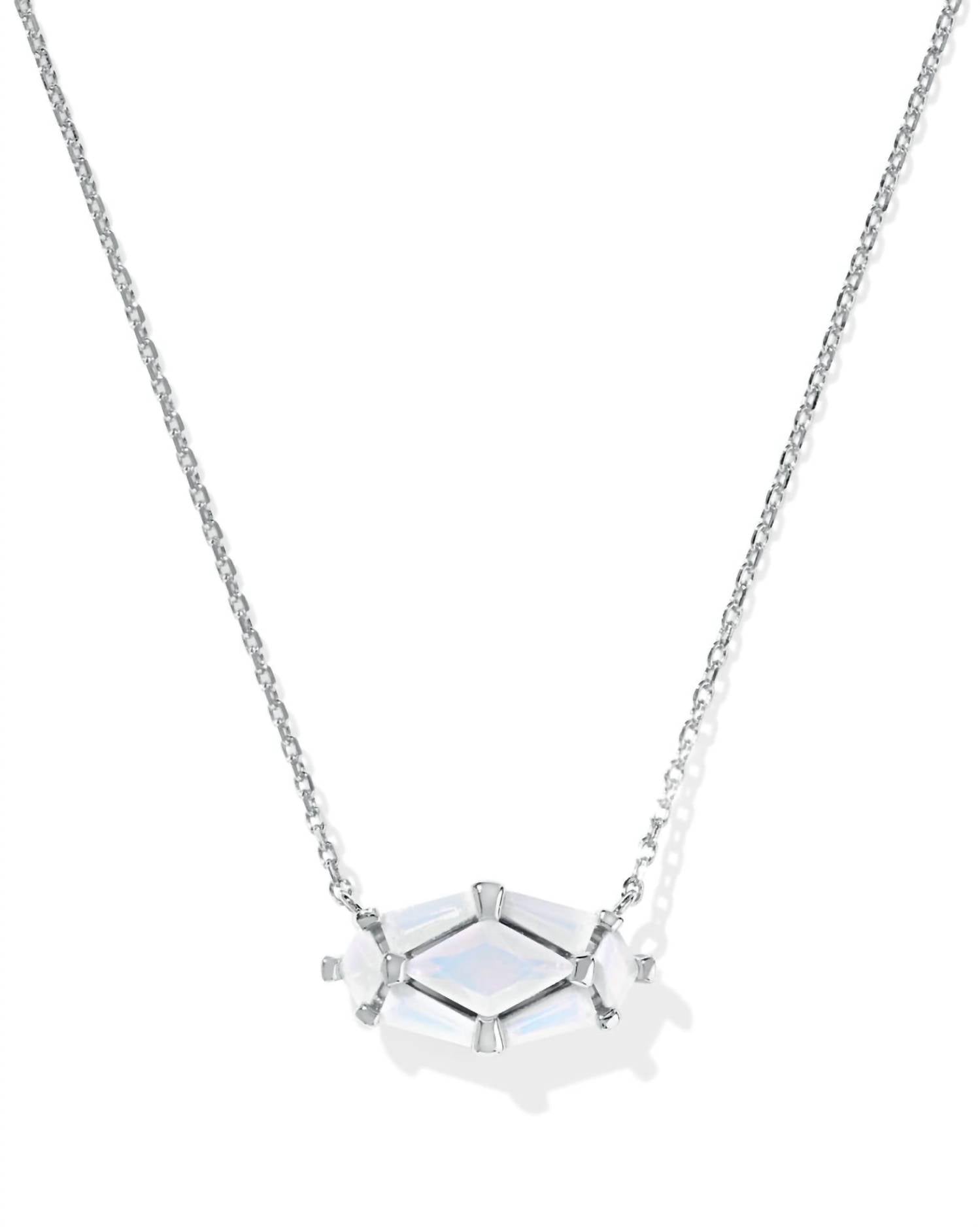Kendra Scott Women's Lindy Rae Elisa Short Pendant Necklace in silver white opalite crystal - women's jewelry