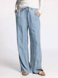 Thread & Supply Natalia Wide Fit Pants in blue - women's pants - detail view