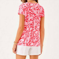 Lilly Pulitzer Meredith Short Sleeve Tee in cane coral crab collab - women's t-shirt - detail view