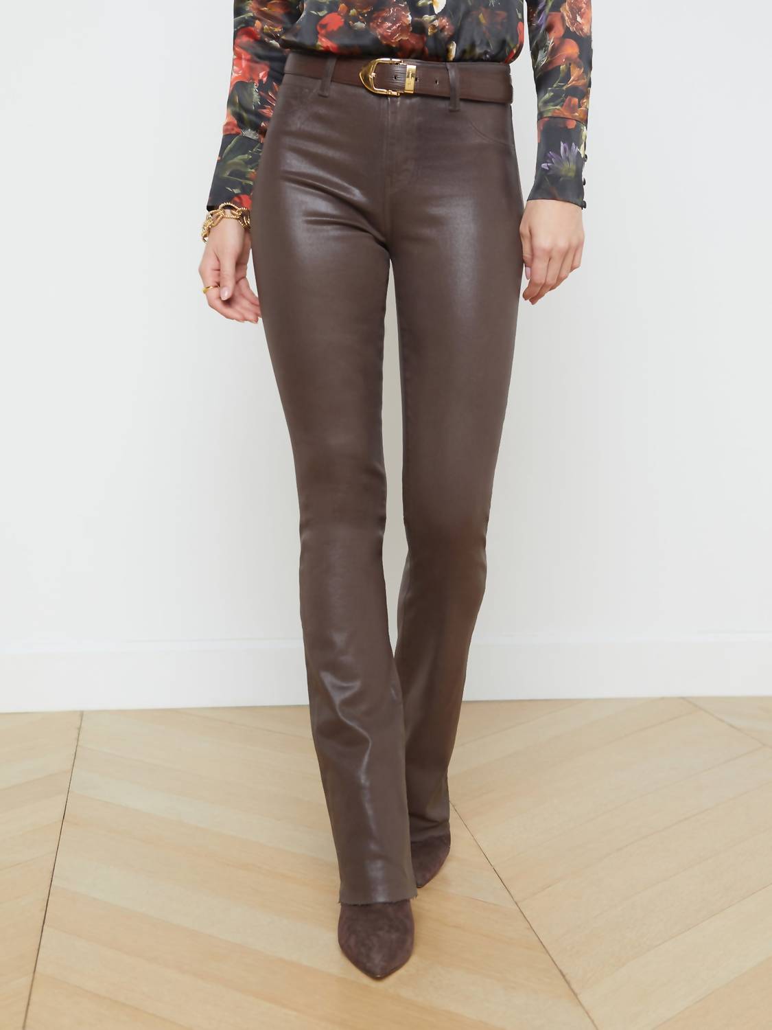 L'Agence RUTH STRAIGHT HEM JEAN in espresso coated - women's jeans