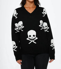 Orchid Bloom - Skulls V-neck Sweater