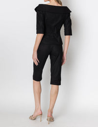 ZETAYE Celeste Linen Cotton Blazer in black - women's jacket - detail view