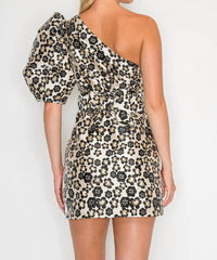 Meet Me In Santorini - Jacquard One Shoulder Dress