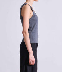 APIECE APART Uri Low Cut Tank Top in charcoal - women's tank top - alternate view