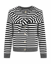 Rd Style - Striped Cardigan With Detachable Scarf