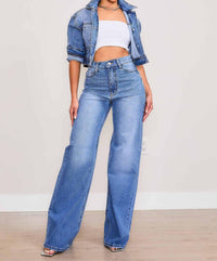 Vibrant M.I.U - Iridescent Rhinestone High-rise Wide Leg Jeans