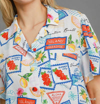 umgee Tropical Resort Print Button-down Top in multicolor - women's shirt - view 6