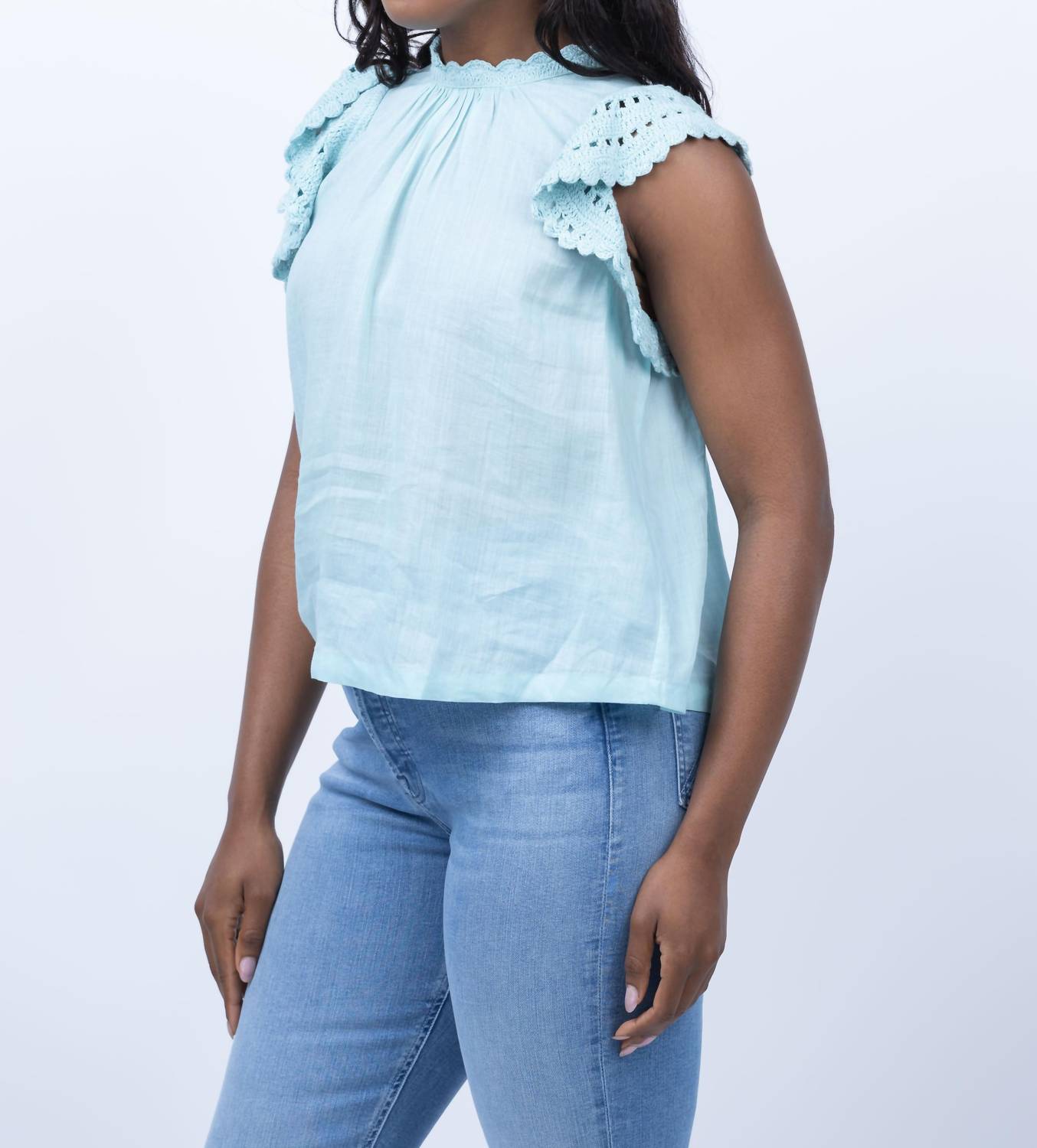 Ulla Johnson Kai Top in beryl - women's blouse - detail view