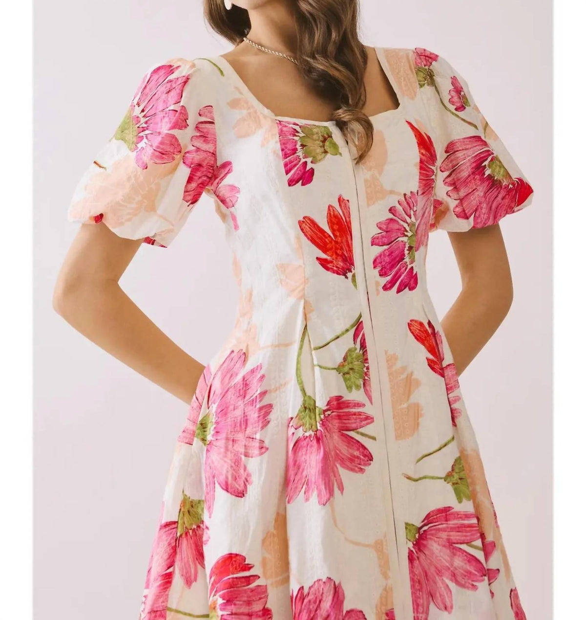 Tcec - Floral Print Flare Skirt Mini Dress