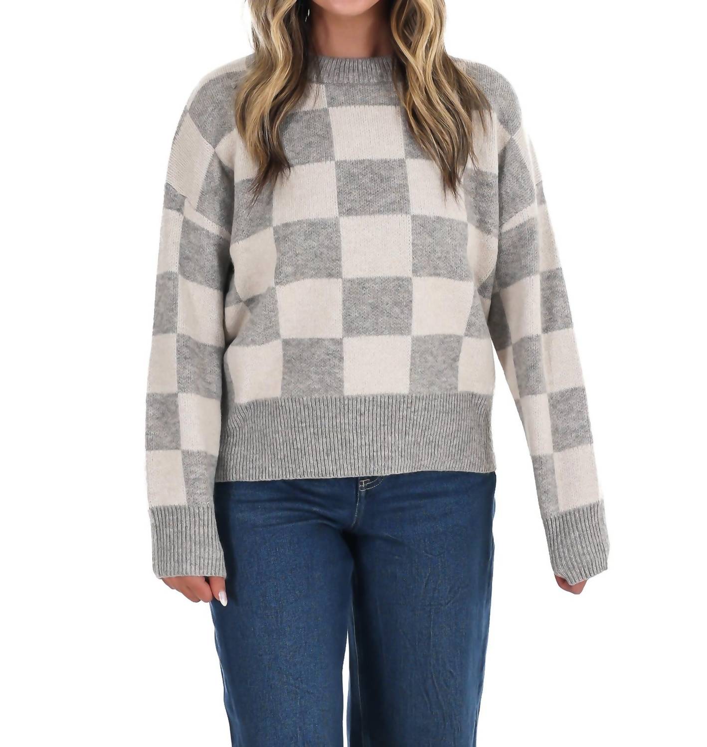 Miou Muse - September Sky Check Sweater