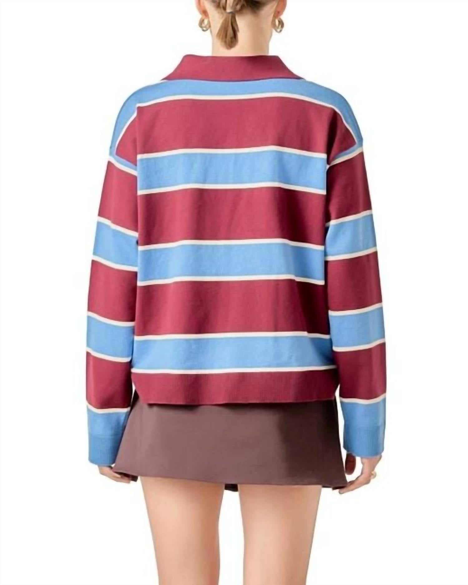English Factory - Striped Polo Knit Top