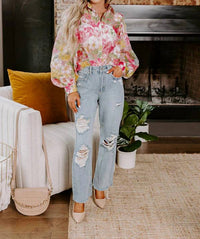 Just Usa - Kai High Waist Distressed Straight Leg Jeans