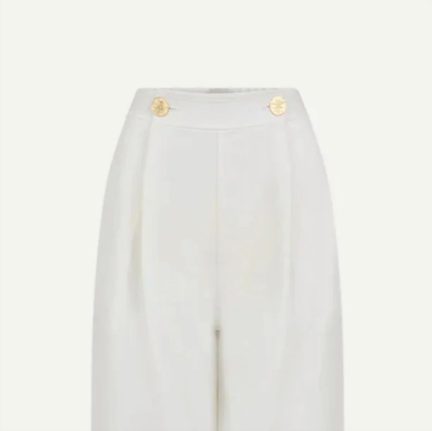 Le Kasha Women's Minuf Linen Pants in white - women's pants - detail view
