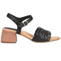 Born Women's Shonie Heeled Leather Sandals in black - women's sandal - detail view