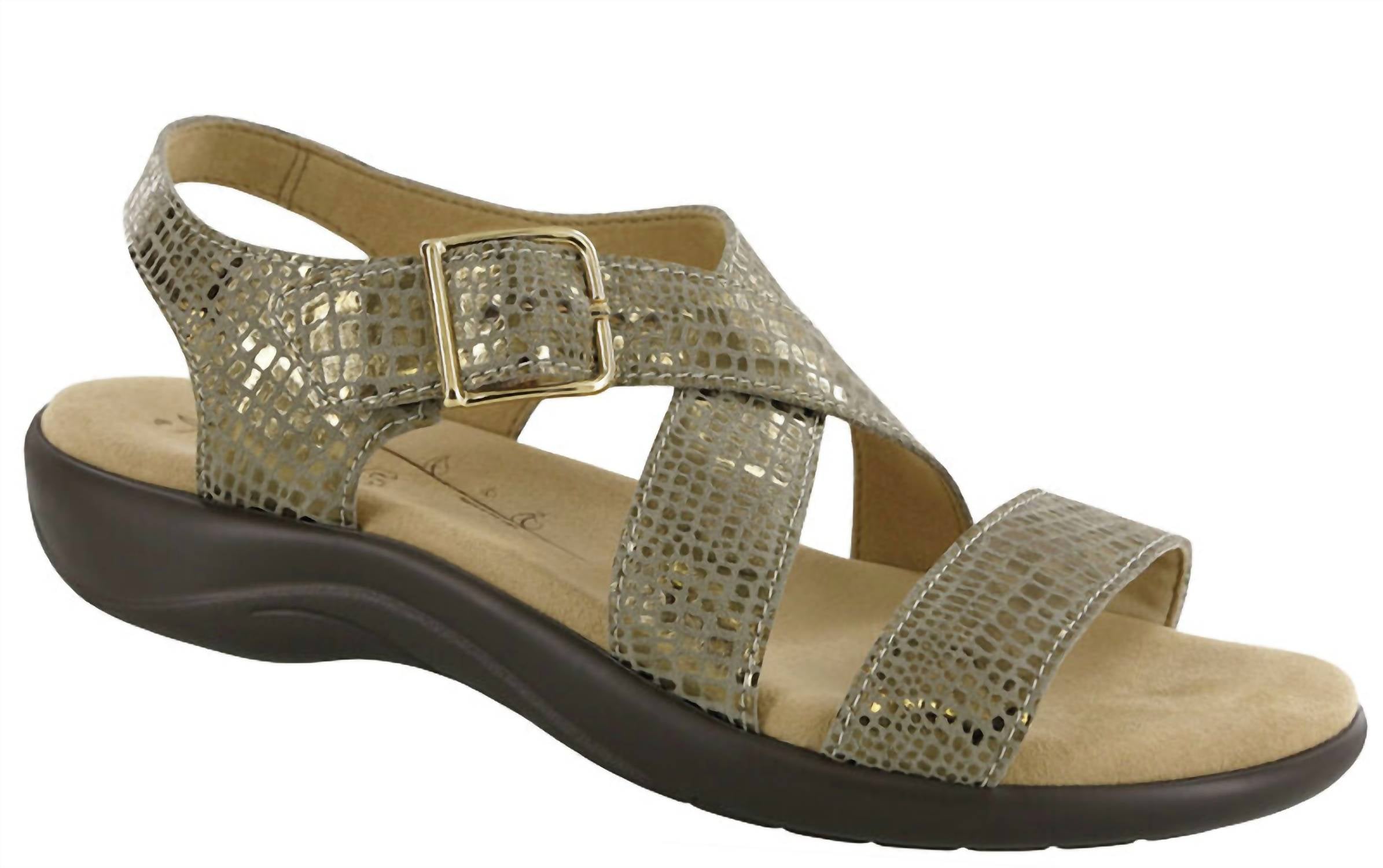 SAS Women's Laguna Cross Strap Sandal in olive gold - women's sandal