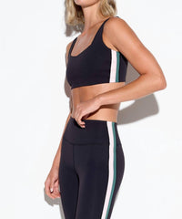 SPIRITUAL GANGSTER Ezra Longline Bra in black pinkquartz lilypad - women's intimate - alternate view