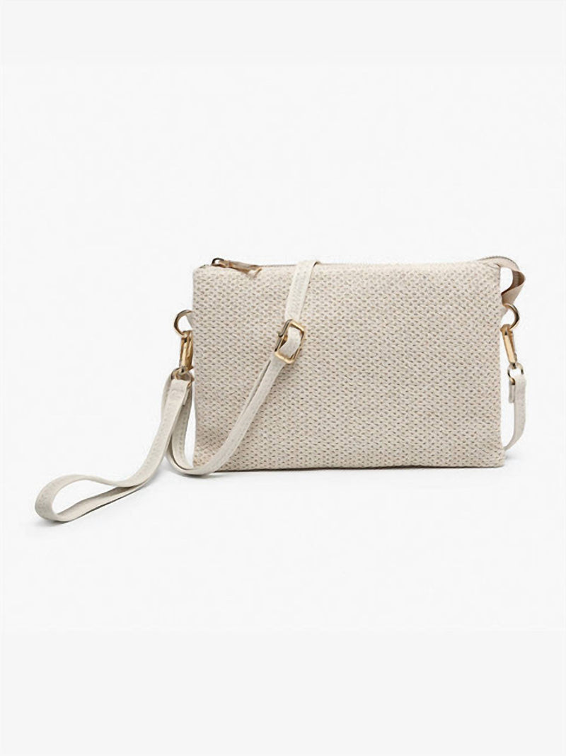 Jen & Co. Women's Izzy Vegan Straw Crossbody Handbag in off white - women's bag