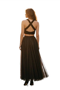 Alyce Paris - Two Piece Velvet Shimmery Skirt Set